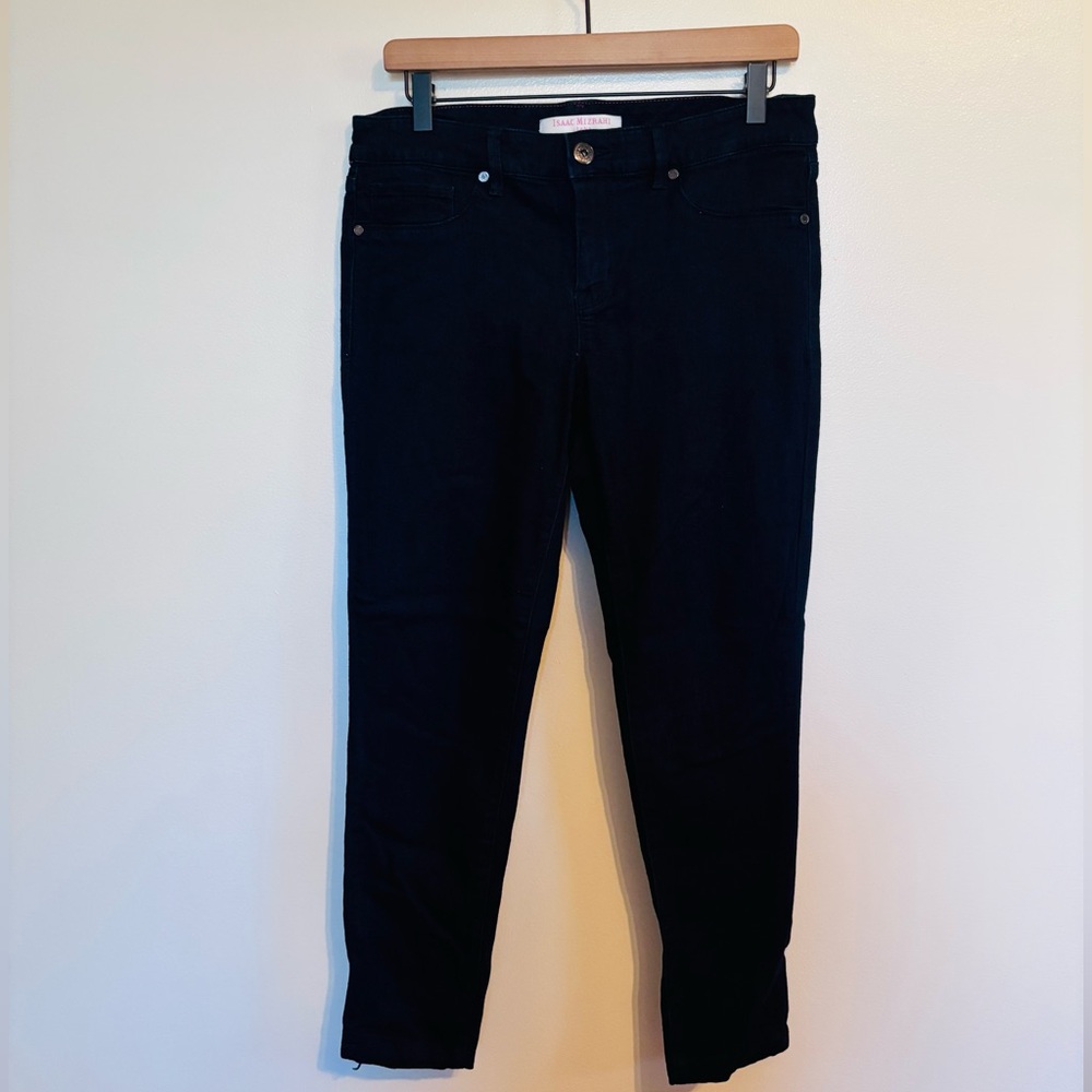 Isaac Mizrahi jeans size 10 skinny blue jeans with faux front pockets
